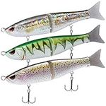 BASSDASH SwimShad Glide Baits Jointed Swimbait Bass Pike Salmon Trout Muskie Fishing Lure (Rainbow Trout + Striper + Firetiger, 7in/2.2oz)