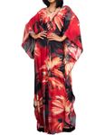 Bsubseach Women Flower Print Beach Kaftan Batwing Sleeve Plus Size Bathing Suit Cover Ups Maxi Caftan Dresses