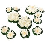MONT PLEASANT Fake Lily Pads, 12 PCS Artificial Lotus with Water Lily Pad, Realistic Water Floating Foam Lotuses Lily Pads, Artificial Floating Lotus Decor with Lily Pad for Home Outdoor Ponds
