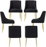 ZHENGHAO Black Dining Chairs Set of 6, Upholstered Dining Room Chairs with Gold Legs Modern Velvet Accent Chairs for Black pc 6pc