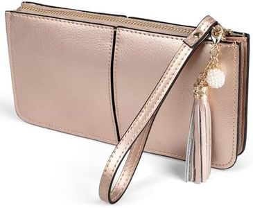 befen Genuine Leather Wristlet Clutch for Women Ultra-Slim Ladies Credit Card Holder Wallet Purses with RFID Protection (Champagne Gold)