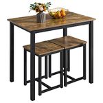 Yaheetech 3 Piece Dining Table Set - Kitchen Table & Chair Set - Breakfast Nook Table w/ 2 Stools, Space Saving Design for Dining Room Living Room Apartment, Rustic Brown