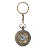 AUGEN Pocket Watch Metal Keychain Clock 3 Retro Vintage for Gifting With Key Ring Anti-Rust (Pack Of 1)