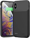 Battery Case for iPhone Xs Max, 10000mAh Slim Portable Protective Charging Case Compatible with XS Max (6.5 inch) with Carplay Extended Rechargeable Extended Battery Pack Charger Case (Black)