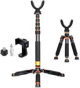 Hunting Monopod Shooting Stick Tripod Stand Gun Rifle Shooting Rest Aluminum 21"-67" Shooting Tripod with 360° Rotating V Yoke Head for Hunting, Shooting, and Outdoors - Orange