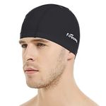 Lycra Swimming Cap, Firesara Swim Cap Anti-Tear Swim Hat Comfortable No-Slip for Men Women Long Short Hair Adult Boys Girls-Black