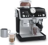 Casdon De'Longhi Toys Barista Coffee Machine. Toy Kitchen Playset for Kids with Moving Parts, Realistic Sounds and Magic Coffee Reveal. For Children Aged 3+, Silver, Black