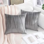 Khooti Velvet Cushion Cover Pack of 3-26" x 26" / 66 x 66 cm - Light Grey - Soft Pillow Covers Cushion Case for Sofa Bedroom Livingroom Chair Car, Cushion Cover with Random Zig Zag Pattern