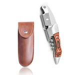 Premium Stainless Steel & Rosewood Waiters Corkscrew，Professional Waiters Corkscrews for Wine Bottles，3-in-1 Wine Opener Sturdy Heavy Duty Stainless Steel, Real Wood Handle with Foil Cutter (C-Colored wood)