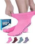 Doctor's Select Diabetic Ankle Socks with Grippers for Men and Women - 4 Pair 1/4 Length Neuropathy Socks for Women, Bright Colors - 4 Pairs, Medium