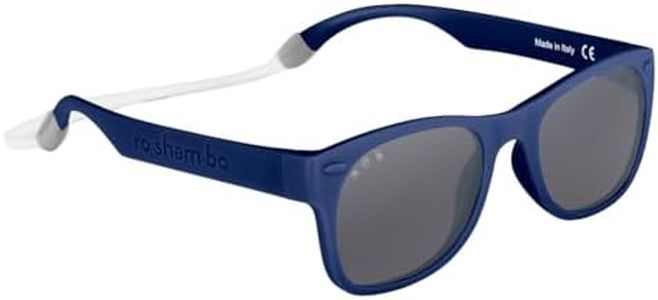 ROSHAMBO Unbreakable Navy Simon Square Sunglasses - Italian Made Polarized for Babies 0-2 Years - BPA Free with Strap + Accessories - USA Assembled