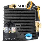 KETTOYA 50FT Expandable Garden Hose, Flexible Hose Pipe with Pro 10-Pattern Nozzle, Leak-Proof Heavy-Duty Water Hose, 4-Layer Latex Core, Durable 3750D Plus, Male Thread Valve Connector, Kink-Free