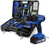 COMOWARE 120 Pcs Home Tool Kit with 20V Power Drill, Li-ion Battery & Charger - 25+1 Clutch Tool Set for Home, Garden & Office Repair - Blue Case