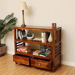 DOKRI Solid Sheesham Wood Entrance Console Table with 2 Drawer and 2 Shelf Storage for Living Room Kitchen Home Office Wooden Entryway Hallway Furniture (Honey Finish)