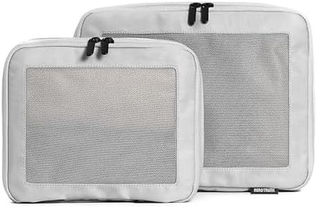 Aerotrunk Compression Packing Cubes for Travel - Luggage Organizer Bags - Double Zipper Packing Cubes for Suitcases (2-Pack, Light Grey)