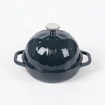 HAWOK Cast Iron Bread Cloche, Dia. 6.3inch/16cm, Sourdough Baking Pan Enameled Navy Blue