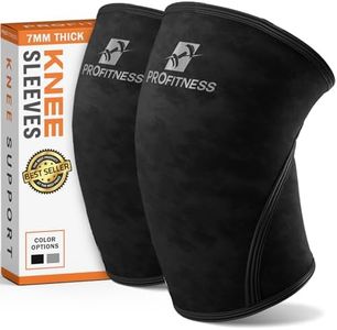 ProFitness Knee Sleeves 7mm (Pair w/Bag) – Weight Lifting Compression Knee Sleeve Support for Squats, Deadlifts and Cross-Training & Powerlifting (Small, Black/Black)