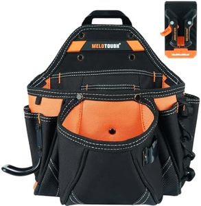 MELOTOUGH Contractor Pouch Electrician Tool Pouch Nail Screw Work Framer Tool Belt Pouch with Hammer Loop Clip on Utility Tool Organizer Pouch with Kickstand Back(Orange)