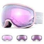 Odoland Photochromic Ski Goggles for Sunny and Cloudy Days, Anti-Fog OTG UV400 Protection Snowboard Goggles for Unisex Adult Men Women Youth, Helmet Compatible for Skiing Snowboard PP