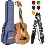 lotmusic Electric Acoustic Bass Ukulele 30 inch African Blackwood Professional Aquila EADG with Gig Bag Strap for Beginner and advanced.