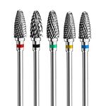 Fantexy Nail Drill Bits Set for Acrylic Nails,3/32 Inch Professional Tungsten Nail File Bits Nail Art Tools,Manicure Pedicure Shapen Remove Tools, Home Salon Use(5pcs）