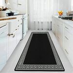 PHP Carpet Runners for Hallways Non-Slip Long & Wide Heavy-Duty Plain Super Absorbent Area Rugs, Stair Carpet and Kitchen Anti-slip Floor Mats - Greeky Rug (Black & White, 120 x 170 cm - Rug)