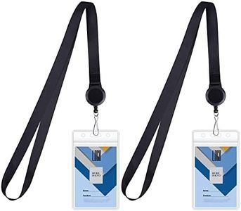 Wisdompro Cruise Lanyard with ID Holder, 2 Pack Neck Lanyard with Retractable Badge Reel & Vertical Double Sided Clear ID Badge Card Holder - Black