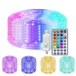 Solhice 12m Color Changing LED Rope Lights Indoor, 120 LEDs USB Powered Christmas RGB Tube Lights with Remote Control for Bedroom Wedding Party Waterproof Outdoor Decor