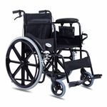 Everactiv Premium Foldable Wheelchair with Heavy Duty Frame, 6 Wheels, Dual Brakes, 2 Extra Cushions, Side Pouch, Bottle Holder, Lightweight & Portable for Adults & Seniors