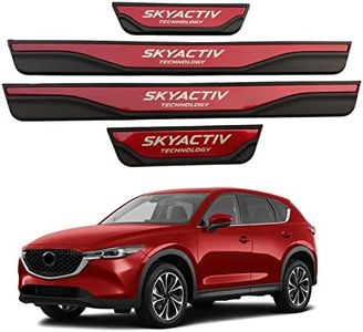 GZBFTDH Car Door Entry Guard, Stainless Steel with Plastic Auto Door Sill Protector Cover, for Mazda Cx-5 Cx5 Cx 5 2013-2022 Kick Panels Threshold Guard Scuff Plate, Interior Protection (Silver)