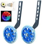 YJIA a Pair of Children's Bicycle Riding Flash Silent Training Wheels, Suitable for 12-20 inch Single Speed Bicycles … (blue1)