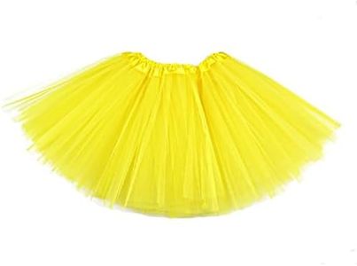 Wgudzpj 2-8Years Girls Tutu Classic Elastic 3 Layered Tulle Skirt Tutu for Toddler Girl (Yellow)