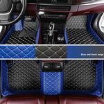 Custom Personalized Car Floor Mats - Blue Luxury Full Coverage All Weather Cars Mats, Anti-Slip Leather Car Mat Set, Custom Floor Mats Fit for 99% of Cars, SUVs & Trucks (Double Color)