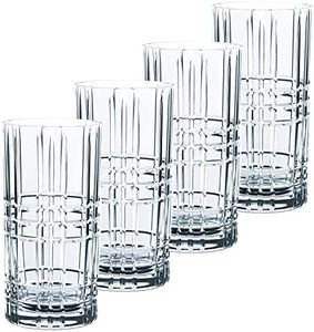 Nachtmann Square Collection Crystal 6-inch Long Drink, Set of 4, Clear Glass, for Cocktails or Non- Alcoholic Beverages,15-Ounce Capacity, Dishwasher Safe