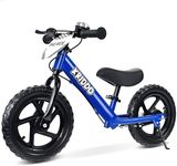 KRIDDO Pro Toddler Balance Bike for 2+ Year Old, 12 Inch Push Bicycle w Hand Brake & Kickstand, Gift Bike for 2-5 Boys Girls, Blue