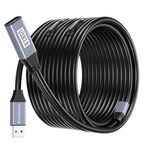 BlueRigger USB 3.0 Extension Cable (30M, Active, 5 Gbps, In-Wall CL3 Rated, Type A Male to Female Adapter Cord, USB-A EXT) - Long USB Repeater Extender for VR, Printer, Hard Drive, Keyboard, Xbox