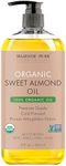 MAJESTIC PURE USDA Organic Sweet Almond Oil | 100% Pure & Natural Cold Pressed Oil Sweet Almond Oil for Skin, Face, Nails, Hair, Scalp & Massage | 8fl oz