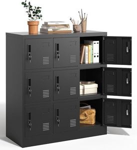 VIYET Employee Storage Locker,9 Door Storage Locker,Metal Locker for Employees Office Steel Gym Lockers with Card Slot,Office Storage Lockers for Home,School(Black)