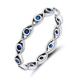 Evil Eye Ring for Women Girls: 925 Sterling Silver Blue Eyes Infinity Stackable Rings Wedding Eternity Band Engagement Promise Cubic Zirconia Bands, Jewelry Birthday Gifts for Teen Girl, Size 6