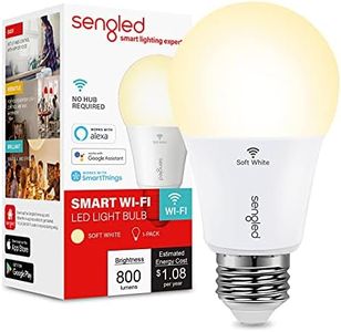 Sengled Alexa Light Bulb, WiFi Light Bulbs No Hub Required, Smart Bulbs that Work with Alexa, Google Home, Dimmable Smart LED Bulb, A19 Soft White (2700K), 800LM 60W Equivalent, 1 Pack