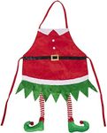 Juvale Elf Christmas Apron with Hanging Legs, Holiday Novelty Gift (35 x 23 In)