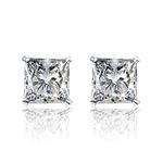 HIGHSPARK 925 Silver Square Solitaire Stud Earrings | 92.5 Sterling Silver & Square Brilliant Cubic Zirconia Tops for Men Women Boys & Girls | Silver 7mm