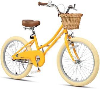 Petimini 20 Inch Kids Bike for 5 6 7 8 Years Old Little Girls Retro Vintage Style Bicycles with Training Wheels and Bell,Yellow…