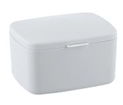 WENKO Barcelona Bathroom Box/Storage Basket with Lid, Completely Unbreakable, 19.5 x 11 x 16 cm, Anthracite, White, 19,5 x 11 x 16 cm