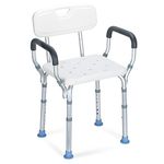 OasisSpace Heavy Duty Shower Chair with Back - Bathtub Chair with Arms for Handicap Disabled Seniors & Elderly - Adjustable Medical Bath Seat Handles - Non Slip Tub Safety