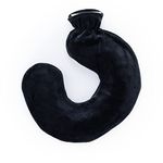 LIVIVO Neck and Shoulder U Shaped 1L Hot Water Bottle with Soft, Removable and Washable Fleecy Cover (Black)