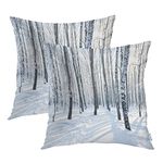 Batmerry Forest Winter Scene Throw Pillow Covers,Snow Misty Scenery Nature Wood Decorative Pillow Covers Digital Printing Blended Fabric for Couch Sofa Bed Invisible Zipper 18X18 in