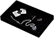 (Black 1) - Yerwal Velvet Jewellery Empty Tray Showcase Display Organiser for Ring Earring Necklace Pendants Bracelet (Black 1)