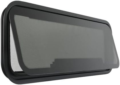 OUTPRIZE NEW Breathable RV Window for Rainy Days, 33.5" x 10.5" Tinted RV Window with Net Screen and Trim Ring, Fit for 2" Thickness Wall, DOT Approved, Small Opening Angle for Anti-Theft