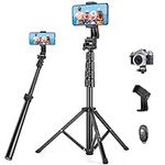 JOILCAN Phone Tripod, 70" Extendable Selfie Stick Tripod for iPhone with Wireless Remote Shutter, Lightweight Portable Camera Tripod with Phone Holder, Compatible with iOS/Android/Small Camera